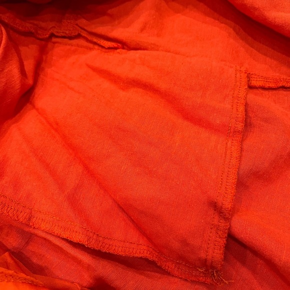 ❤️2/$30❤️[S]American Eagle Bold Orange Red Linen Blend Halter Sun Dress - Picture 6 of 10